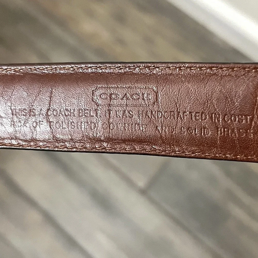 COACH Men's dress belt 42 black leather COWHIDE‎ handcrafted 3921